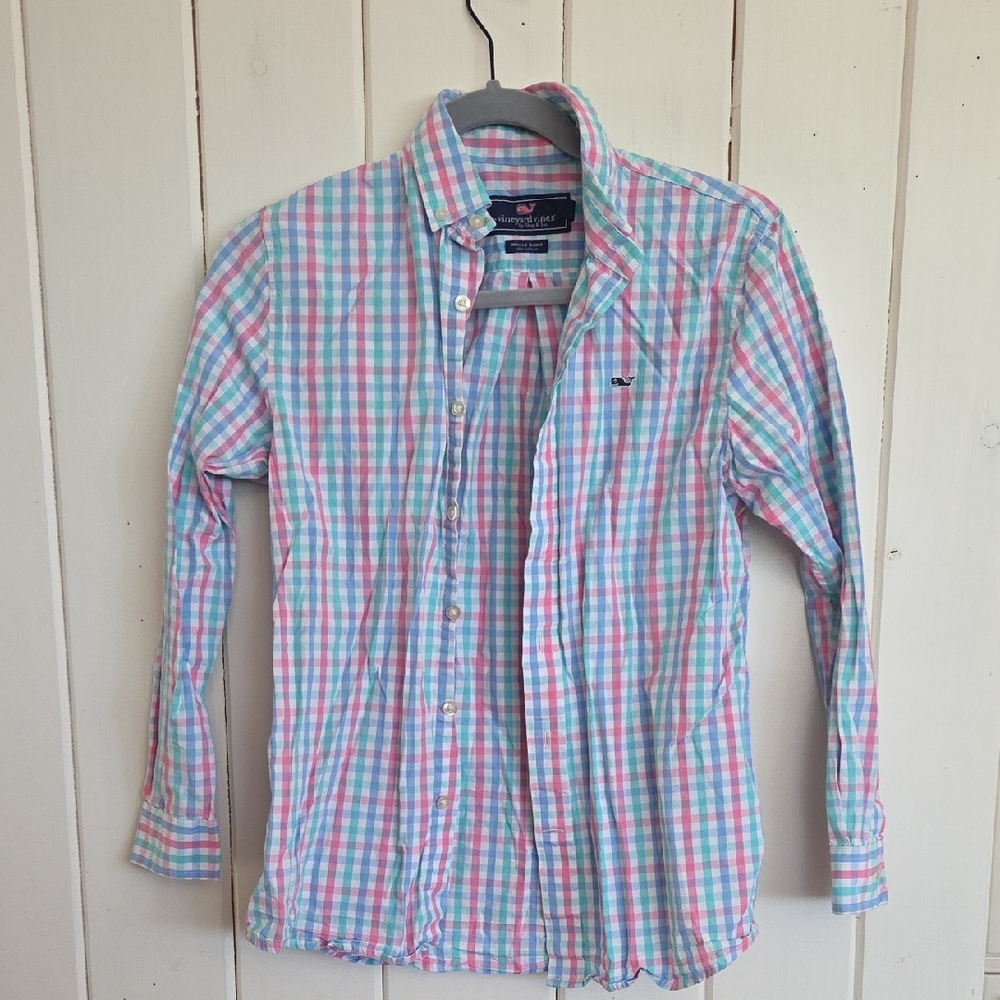 Vineyard Vines Kids Pastel Plaid Button Down Shirt